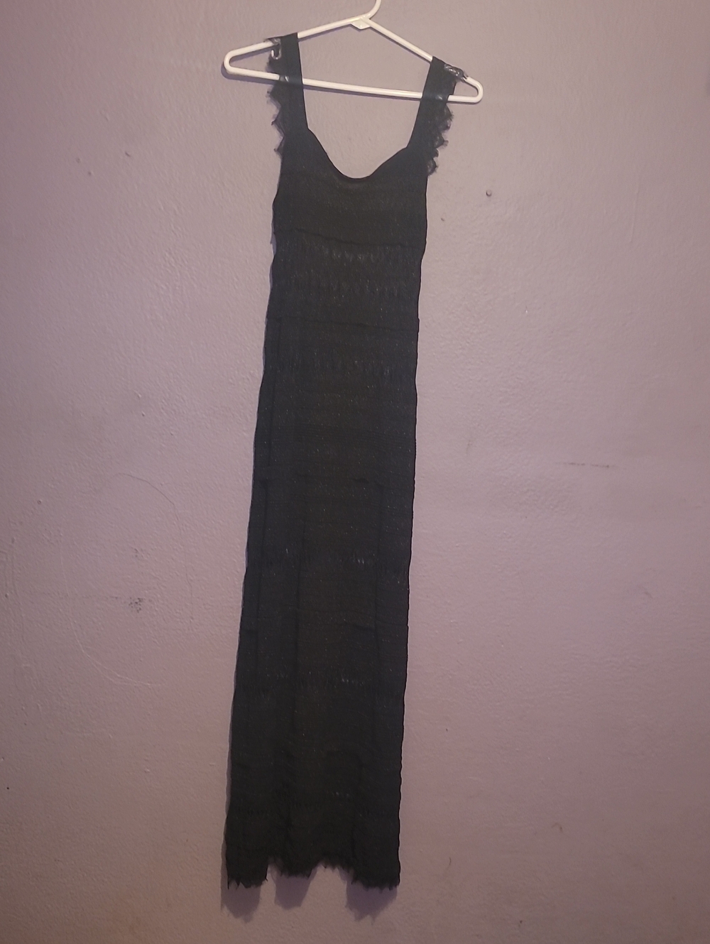 Zara Black Lace Maxi Dress with Ruffle Straps